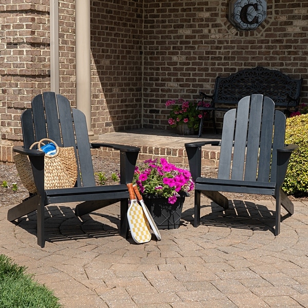 Gavil Black Acacia Wood Adirondack Chair (Set of 2)