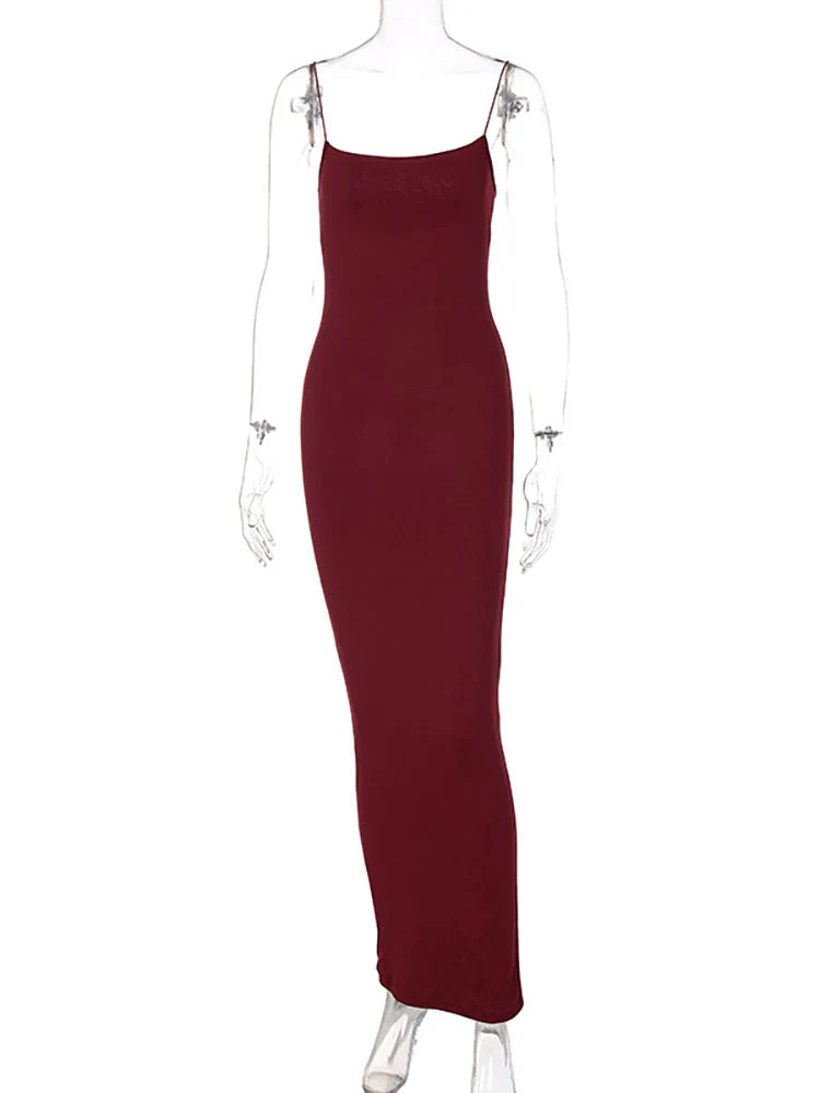 Elegant Bodycon Maxi Dress | Square Neck Sleeveless GownClistos