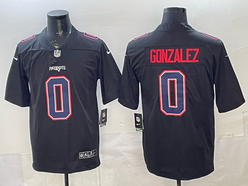 Men's New England Patriots Christian Gonzalez #0 Carbon Black Fashion Game Jersey