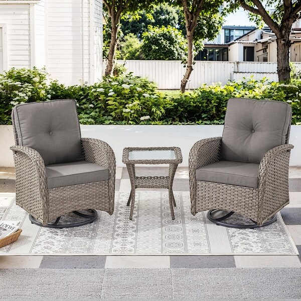 Pocassy Patio Swivel Rocker Chairs with Side Table