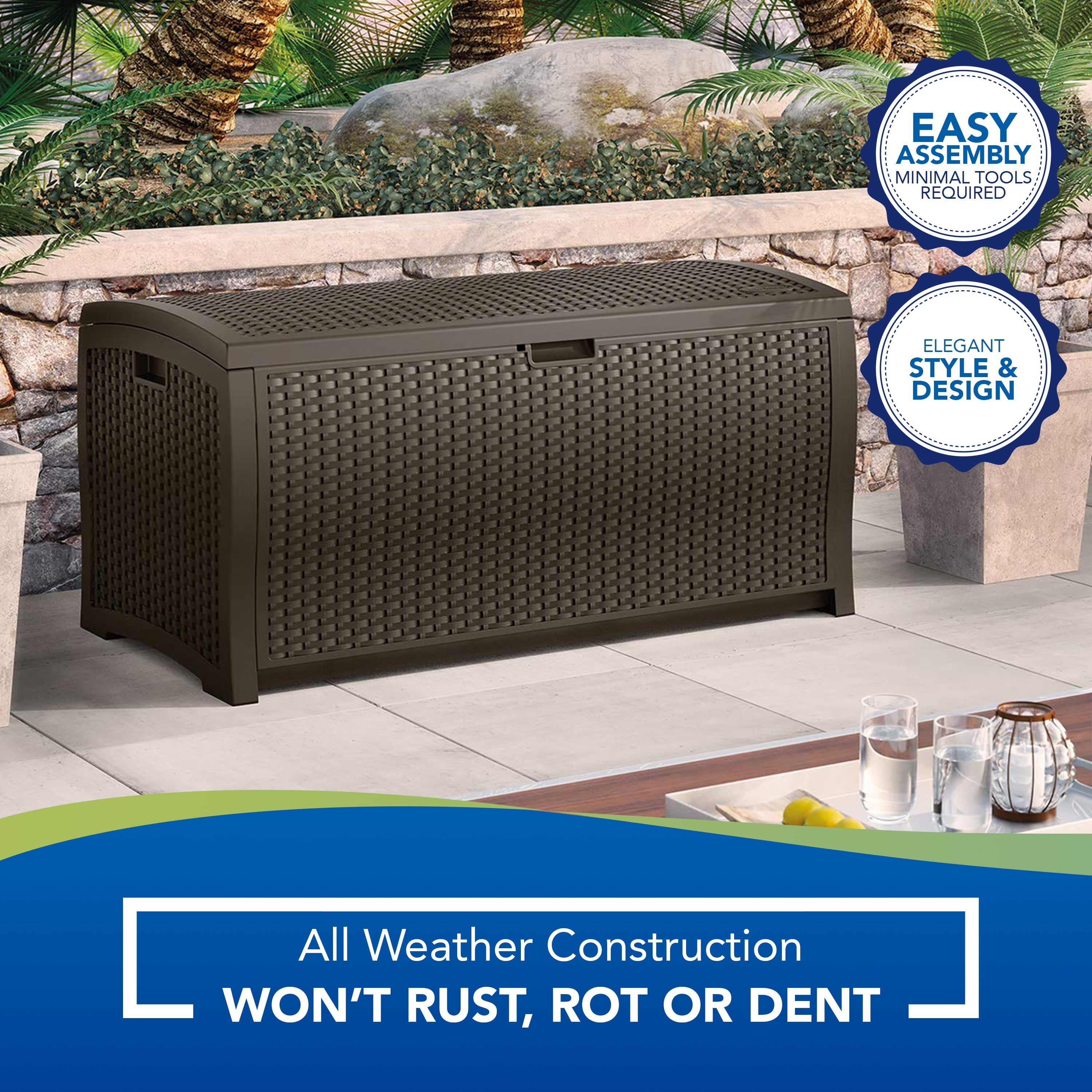 Suncast Resin 99-Gallon Deck Box – Mocha Brown – DBW9200