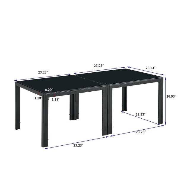 Coffee Table Set of 2,Square with Tempered Glass Finish