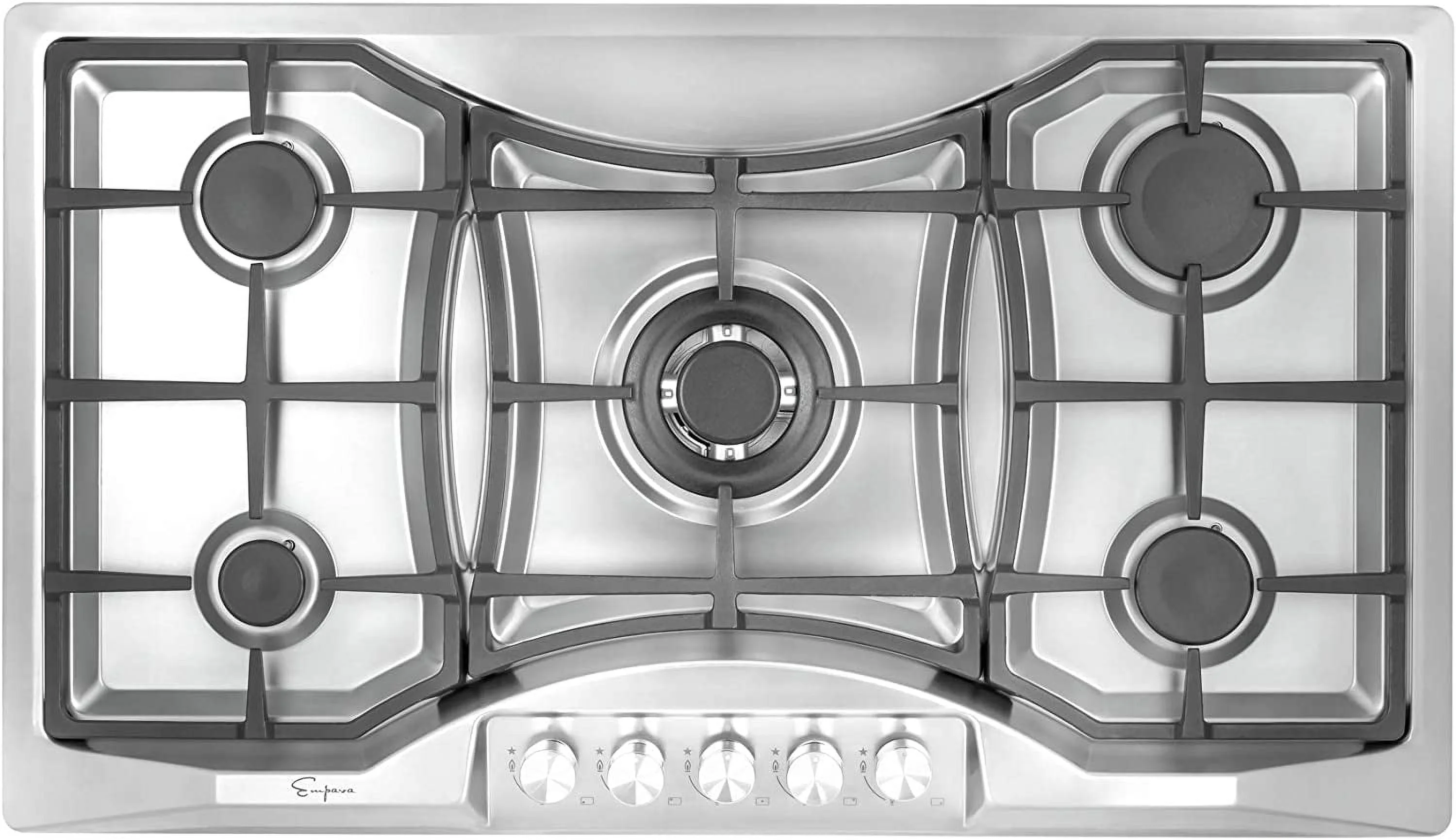 Empava 36 in. Gas Stove Cooktop 5 Italy Sabaf Sealed Burners NG/LPG Convertible in Stainless Steel, 36 Inch 36in