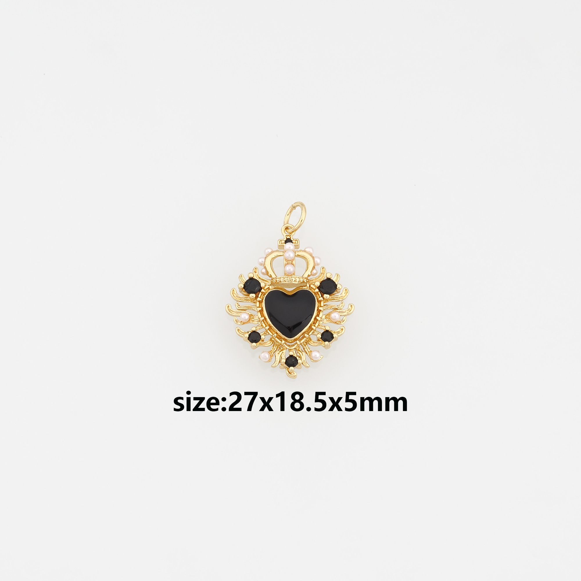 18K Gold Filled Sacred Heart Pendant,Enamel Pearl Religious Charm Earrings Necklace for DIY Jewelry Making Supply