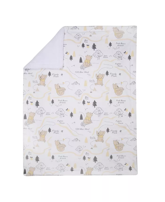 Lambs and Ivy Disney Baby Pooh and the Hundred Acre Woods White Baby Blanket