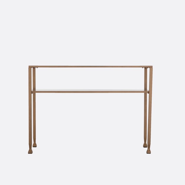 Jamel Metal glass Console Table Gold Aiden Lane