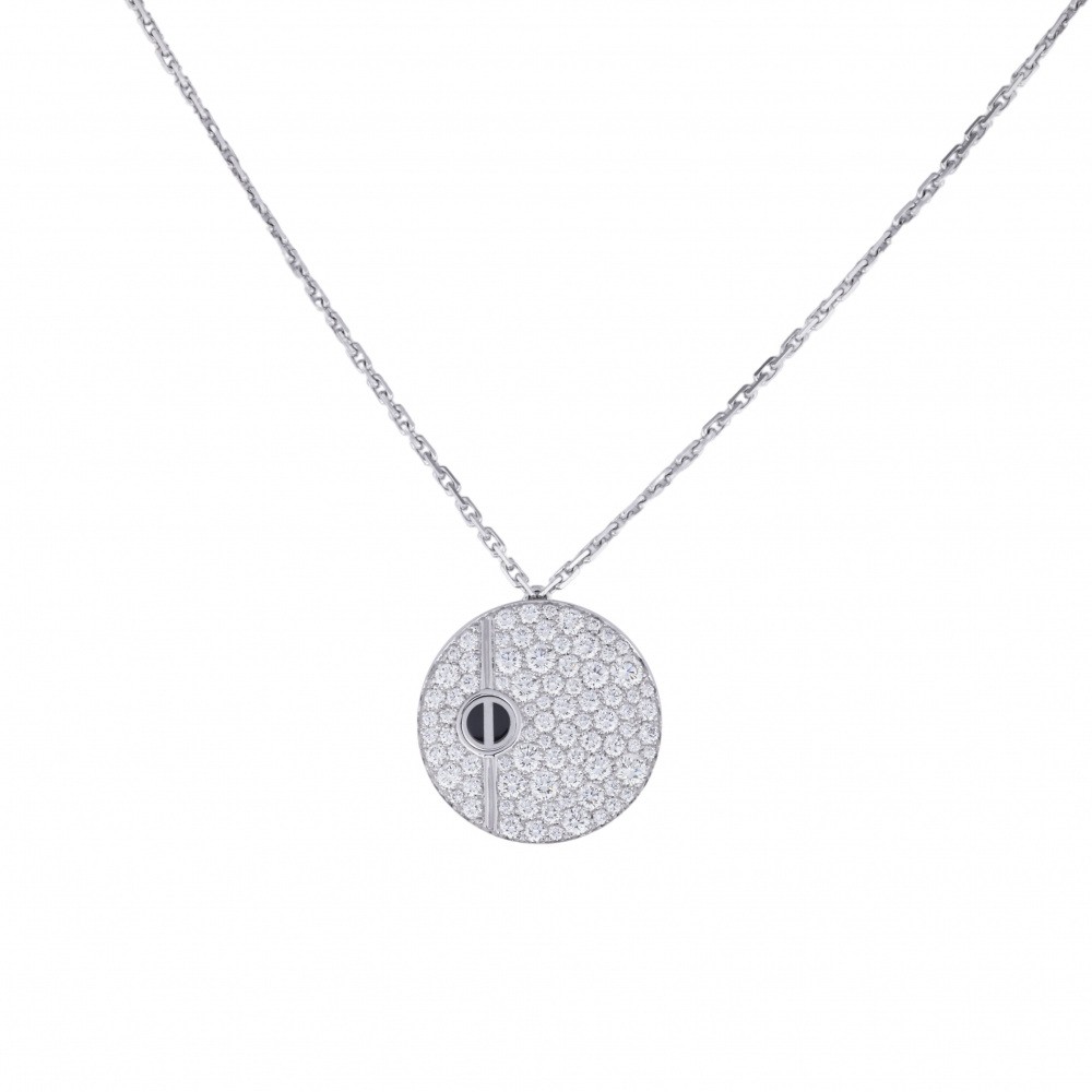 Cartier Love Round Necklace 18K White Gold & Ceramic Diamond