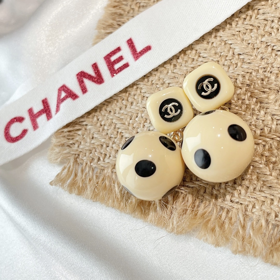 Chanel Ball Beige Earrings