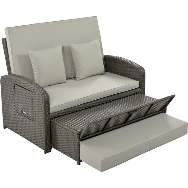 PE Wicker Rattan Reclining Sofa Chair