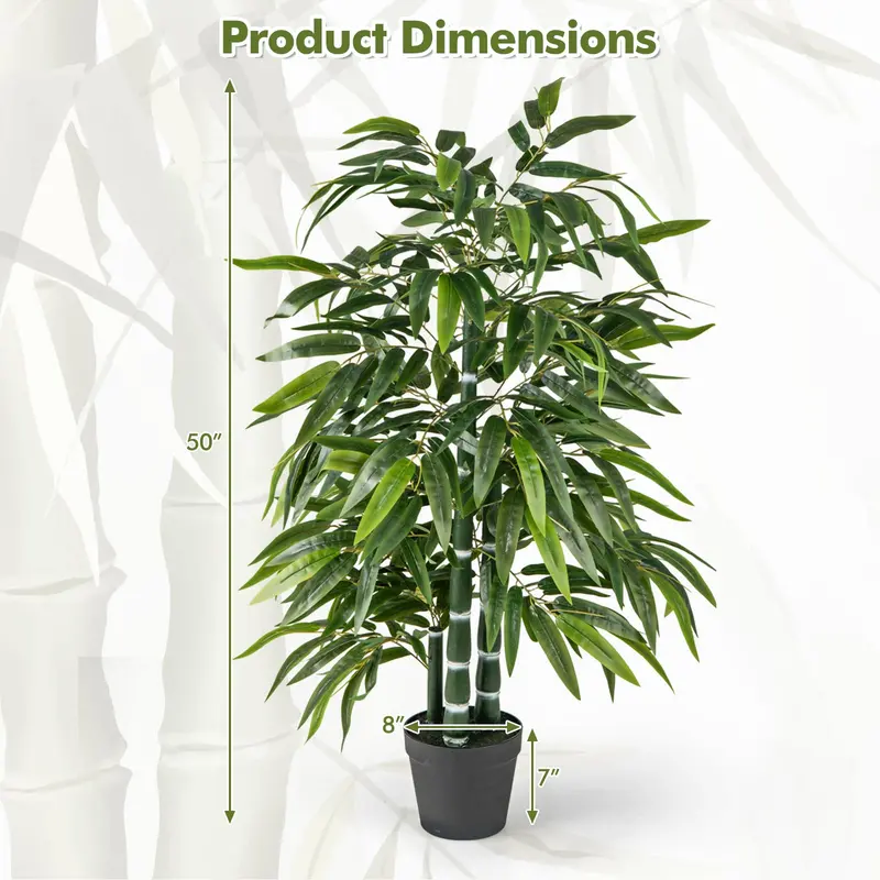 Twin 50-Inch Artificial Bamboo Trees — PE Trunk & Natural-Looking Faux Bamboo Plants