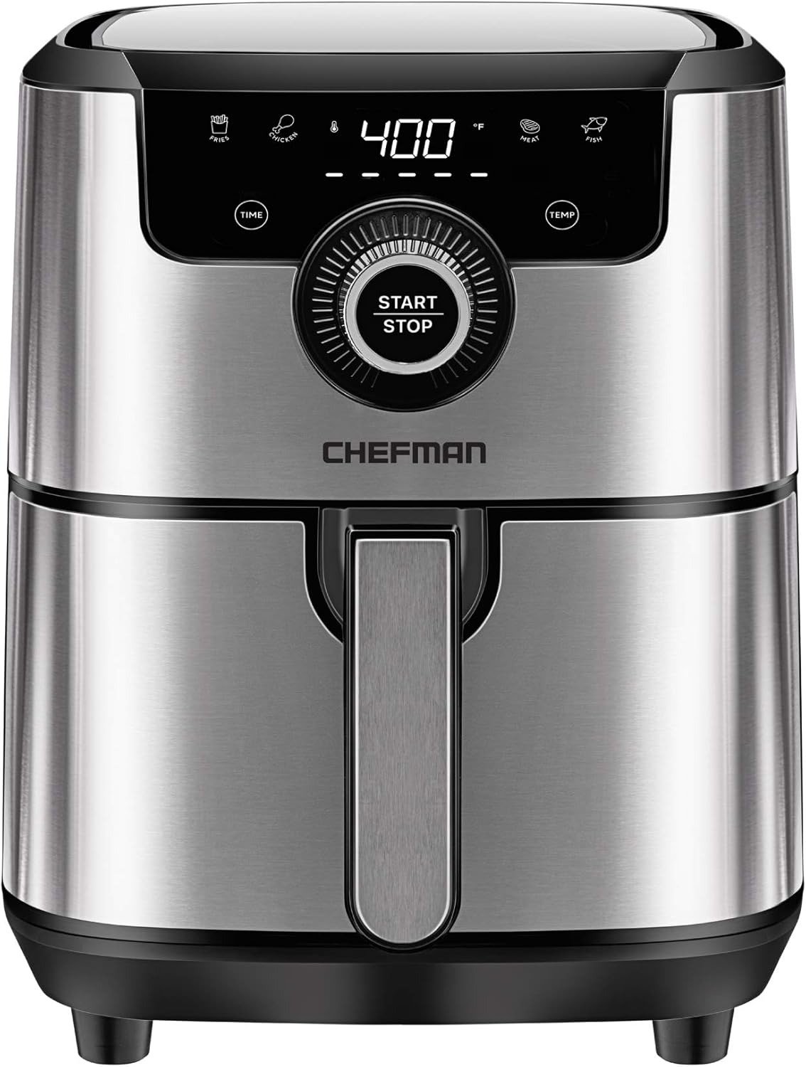 4.5QT Compact Air Fryer 1200W Stainless Steel Nonstick Dishwasher Safe 400°F