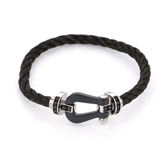 FRED Force 10 Bracelet 18K White Gold & Ceramic Diamond