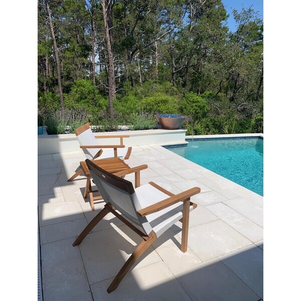 Chic Teak Paris Teak Wood Patio Lounge and Dining Chair,White