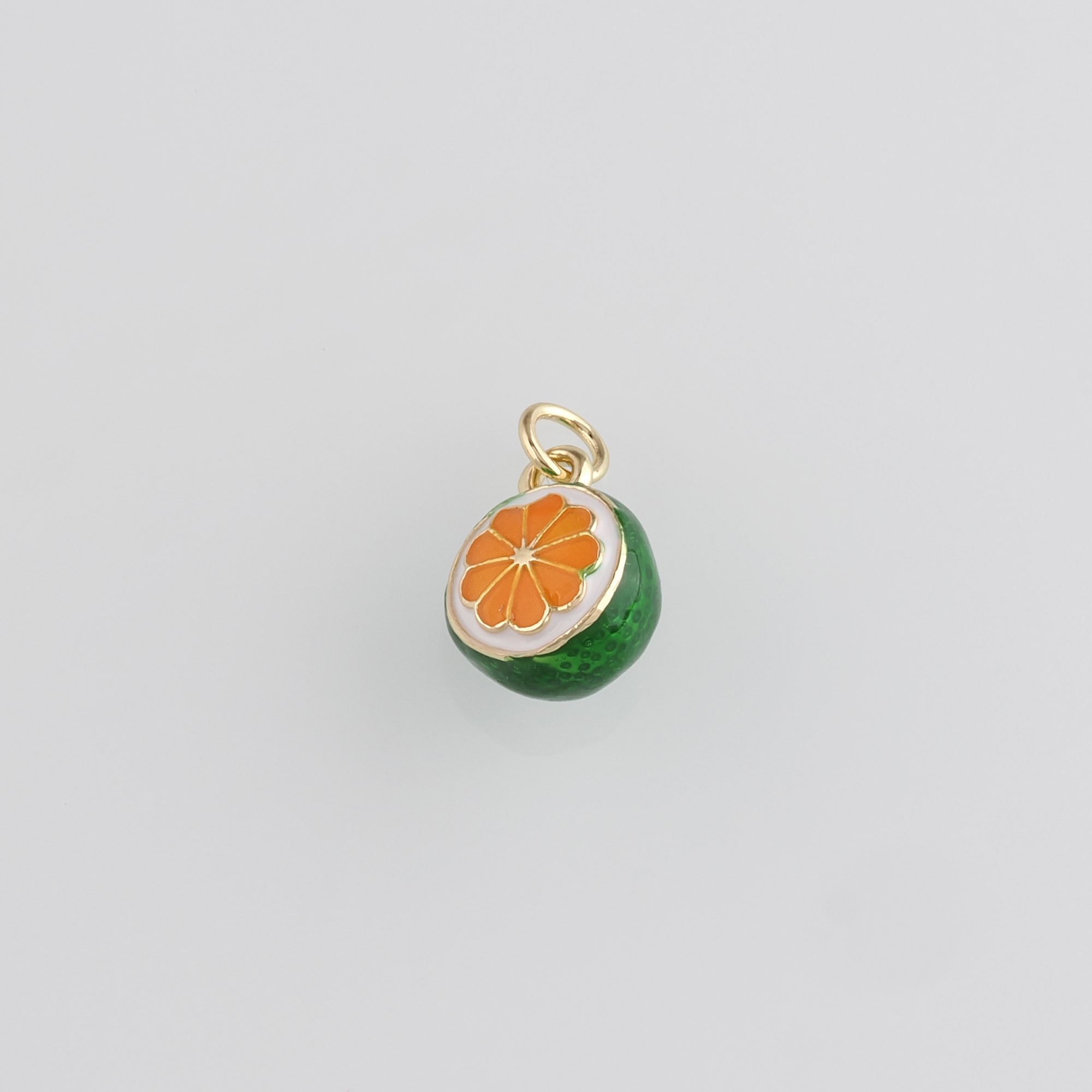 18K Gold Filled Orange Pendant,Fruit Charm,Enamel Lemon Earrings Necklace for DIY Jewelry Making Supply