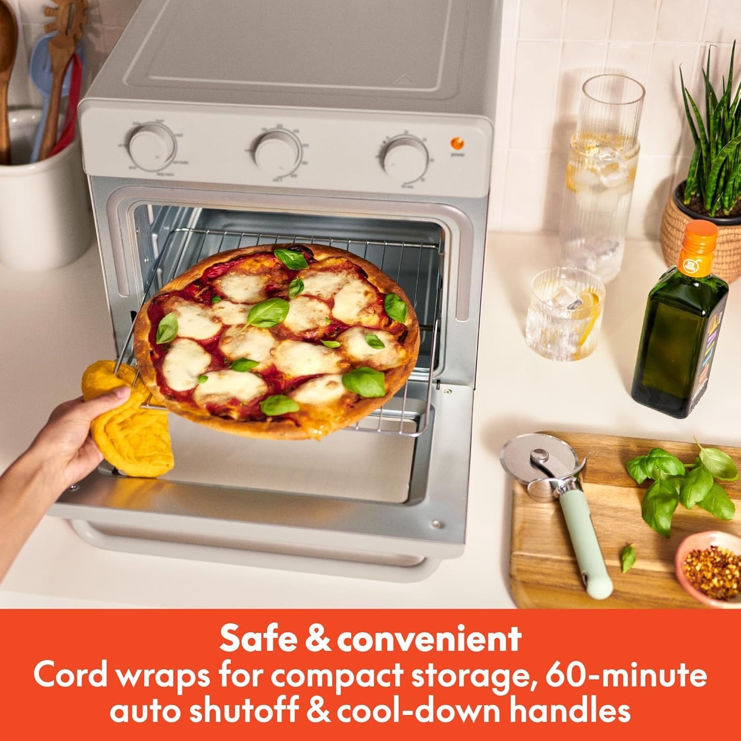 Air Fry Toaster Oven, 7 Preset Cooking Options, Dishwasher-Safe EverGood Coated Trays Included, 60-Minute Auto Shutoff w Audible Timer, Power Indicator Light, 1700 Watt, Oatmilk