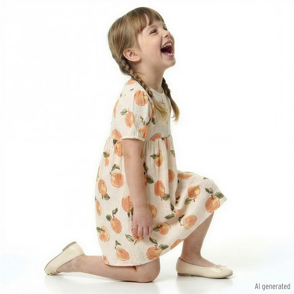 Topolino Pure Collection Mädchen Musselinkleid mit Orangen-Muster