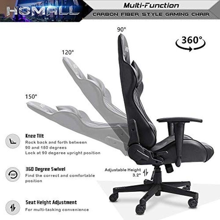 homall-Gaming Chair Office Chair High Back Computer Chair PU Leather Desk Chair PC Racing Executive Ergonomic Adjustable Swivel Task Chair