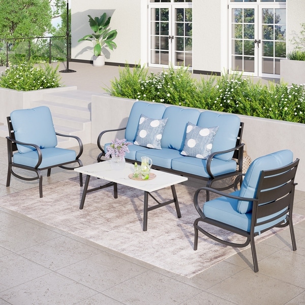 MAISON ARTS 5/7Seat Patio Conversation Set,Sofa Set with 2 x Single Sofa Chairs,1 x 3seater Sofa and Coffee Table/Ottomans