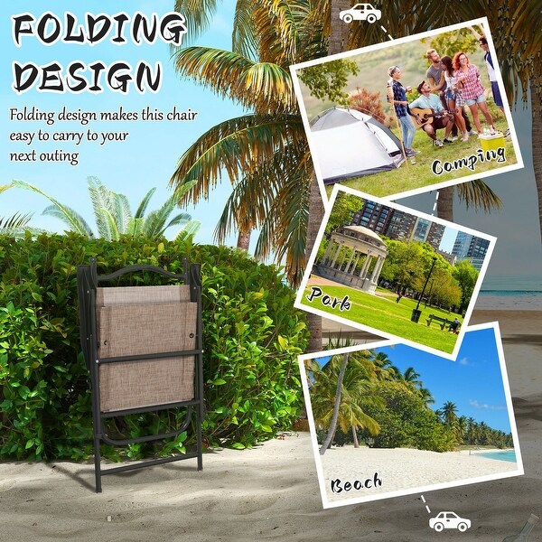Outsunny Folding Patio Chairs,Set of 4 Camping Chairs with Armrests