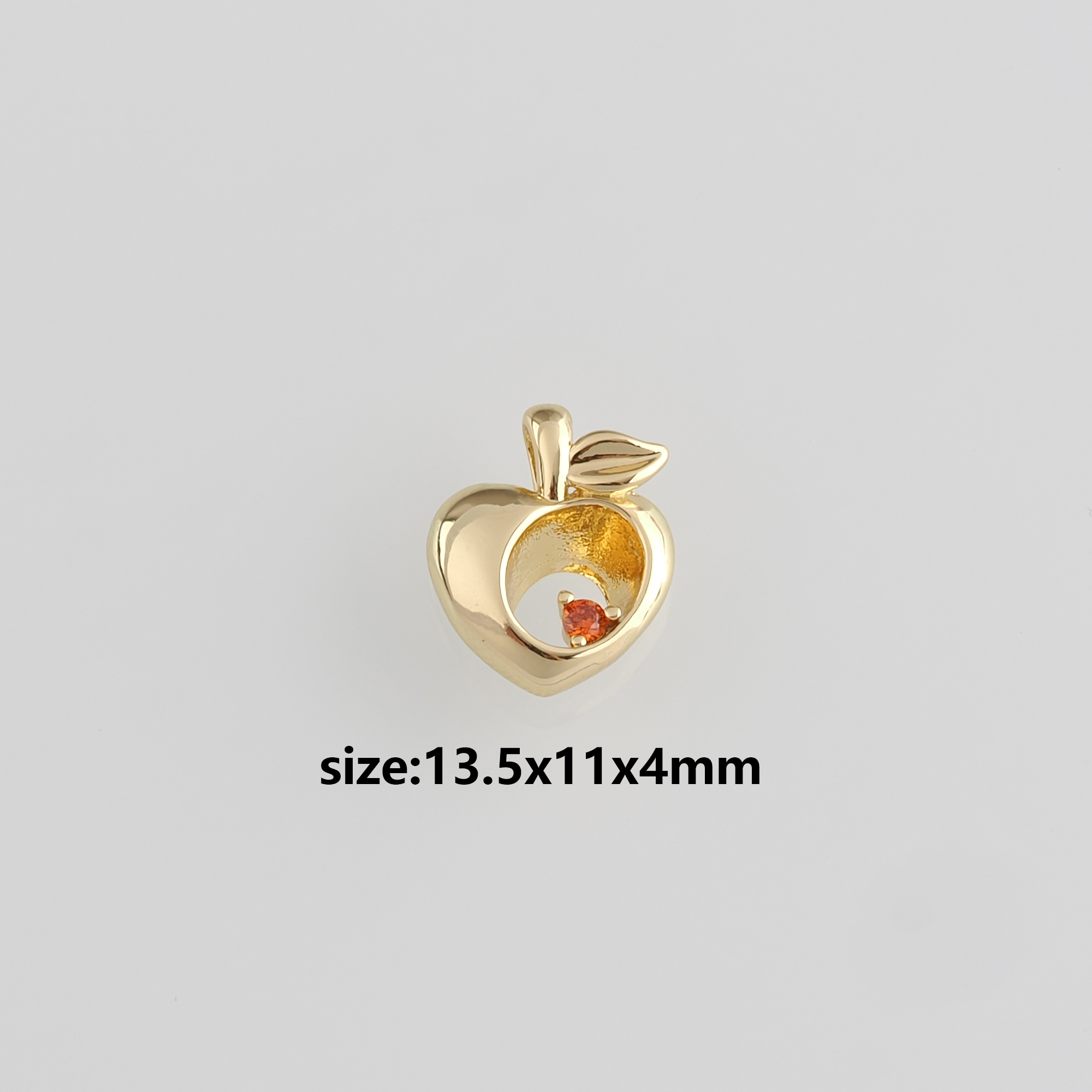 18K Gold Filled Apple Pendant,CZ Micro Pave Fruit Charm Earrings Necklace for DIY Jewelry Making Supply