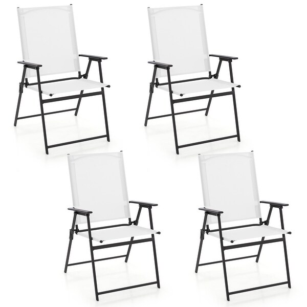 Gymax Set of 4 Patio Portable Metal Folding Chairs Dining Chair Set