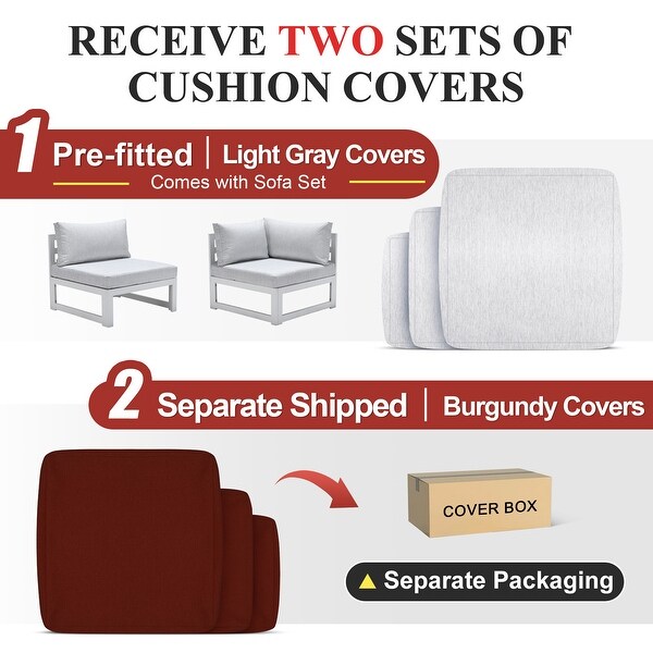 Nicesoul White Aluminum Modern Patio Furniture Sectional Sofa Set with Cushion