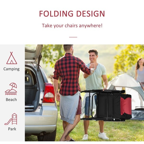 Outsunny Folding Rocking Chair Set with Padded Seat and Back,Pillow