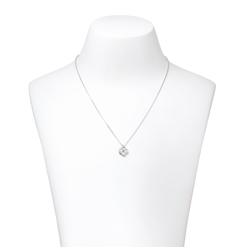 Van Cleef & Arpels Sweet Alhambra Necklace 18K White Gold Diamond VCARO85900