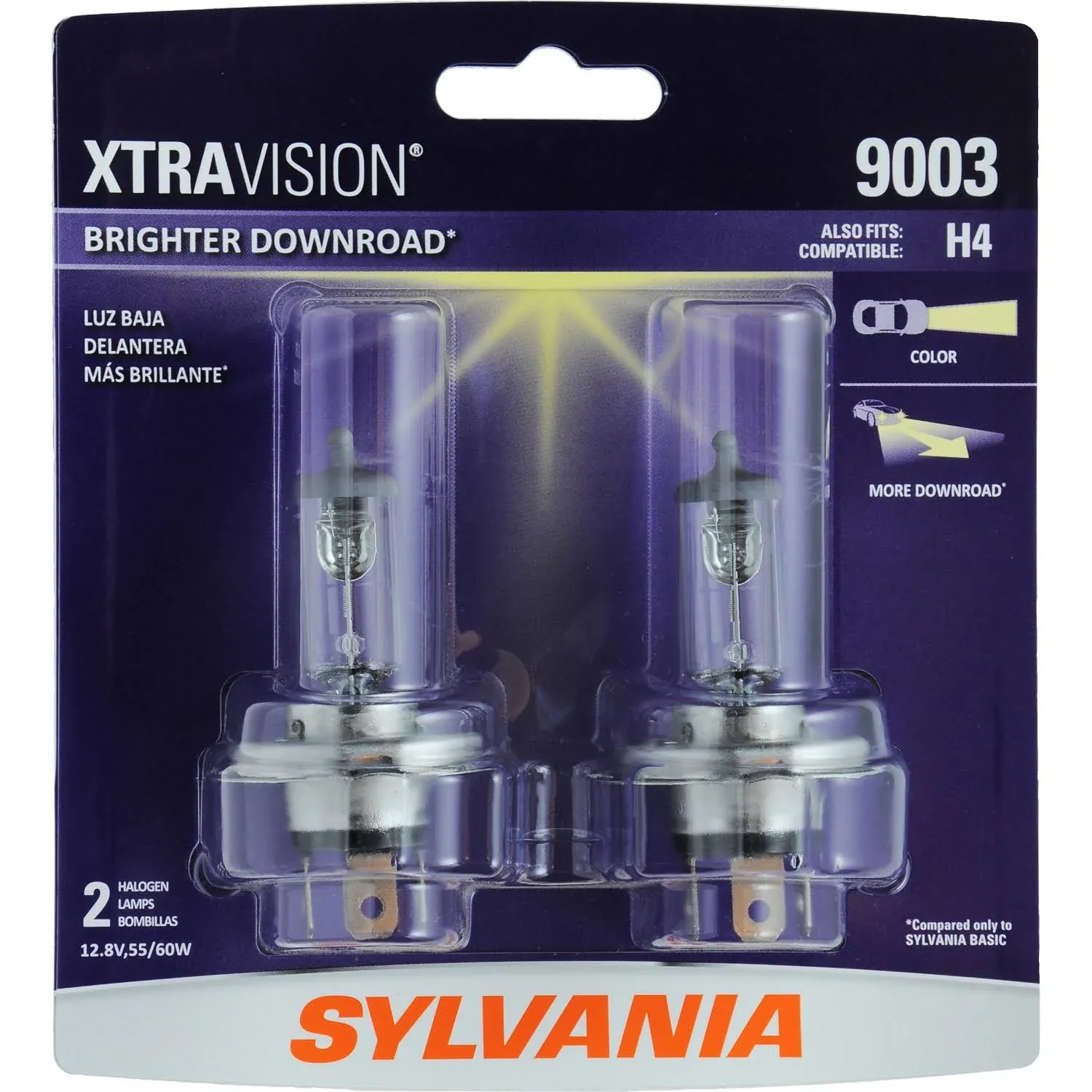 Sylvania 9003 XtraVision Headlight Bulb, Gray - 2 pack