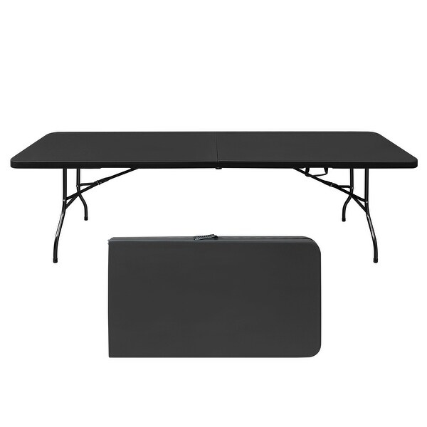 High Load Bearing Foldable Table Black,8ft Folding Table, Portable Plastic Table