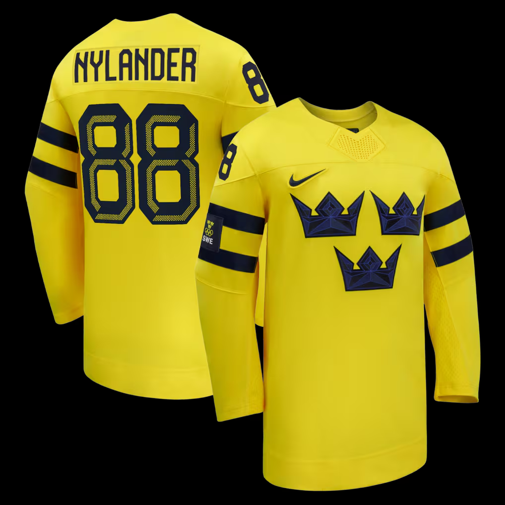 Men's Sweden Hockey William Nylander #88 Yellow 2026 Winter Olympics Jersey