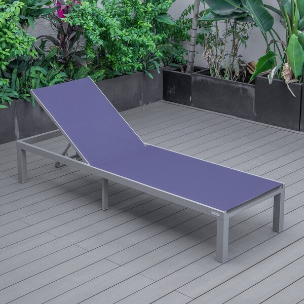 Aluminum Beach Pool Sun Lounge Chair Sling Mesh Fabric Reclining Stackable Lounger Chair