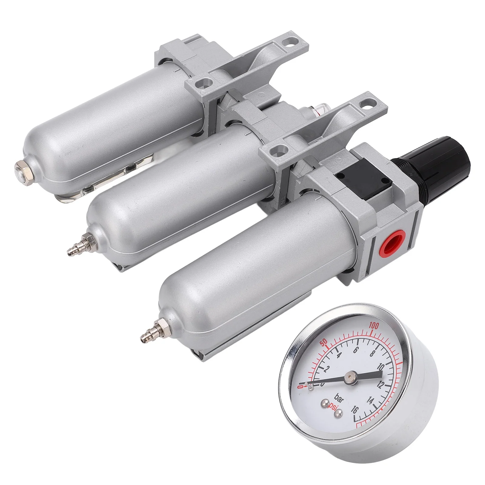 Air Particulate Filter,3 Stage Air Drying System Heavy Duty Aluminum Alloy Industrial Compressed Air Particulate Filter Dryer with Metal Bowl(1/2