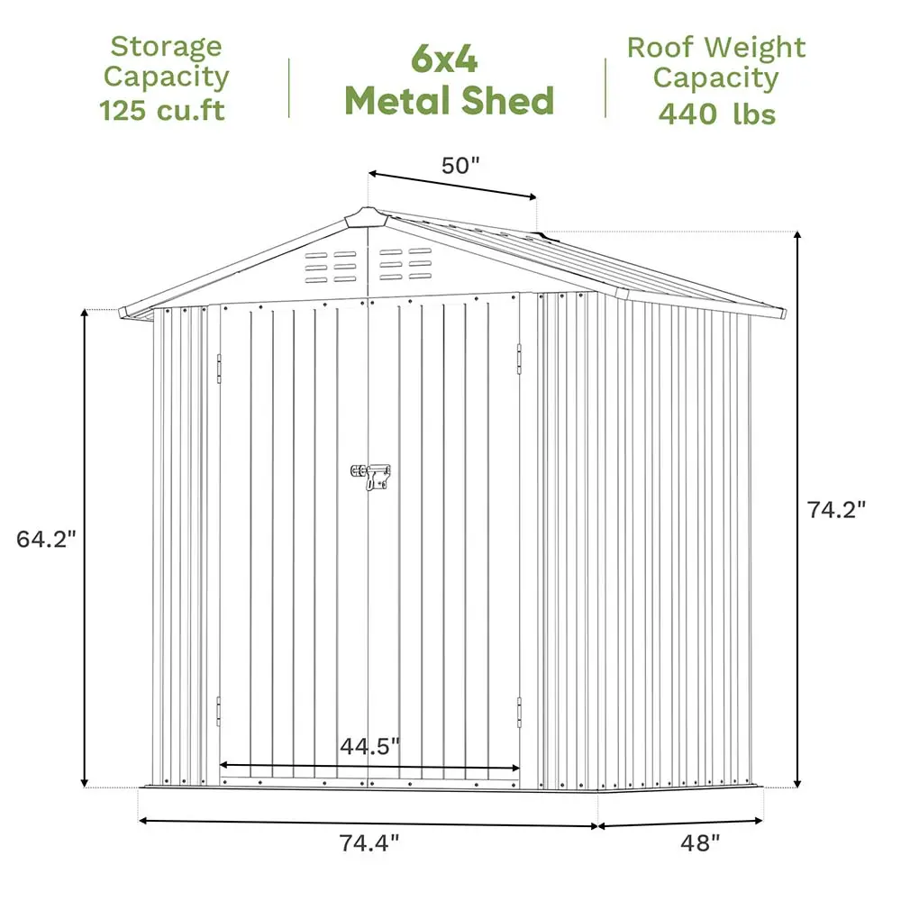 Patiowell 6x4 Metal Shed Pro With Peak Roof