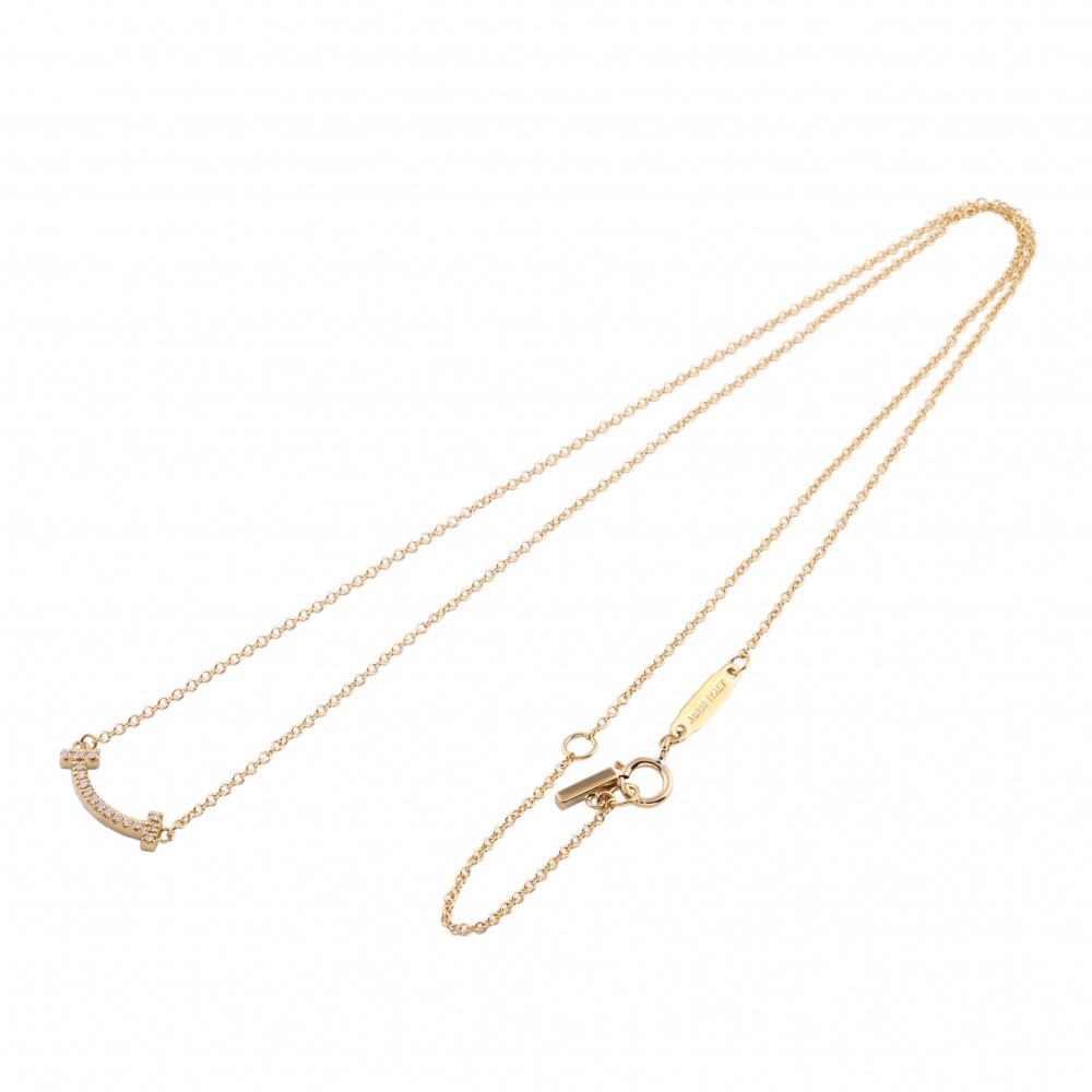 Tiffany & Co. Tiffany T Smile Necklace 18K Yellow Gold Diamond