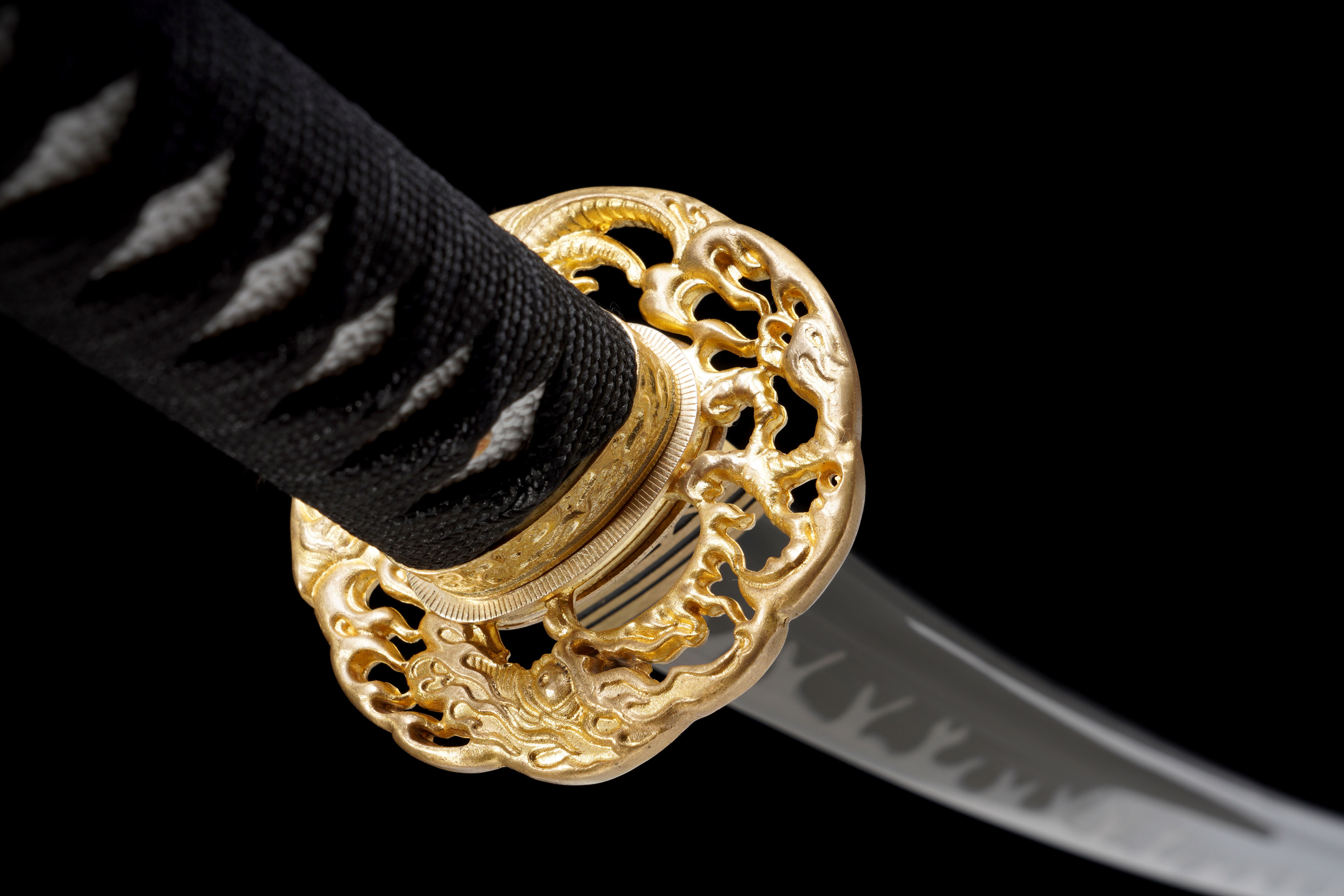 Handmade Katana 9260 Spring Steel Black Blade Dark Dragon Full Tang