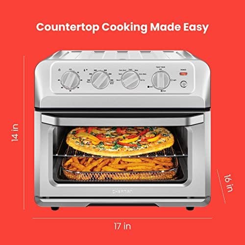 Air Fryer Toaster Oven Combo, 7-In-1 Convection Countertop 20 Qt fryer, Cook a 10 Inch Pizza, Fry 2 lb. of Chicken Wings, Toast, Broil, Auto Shutoff, Stainless