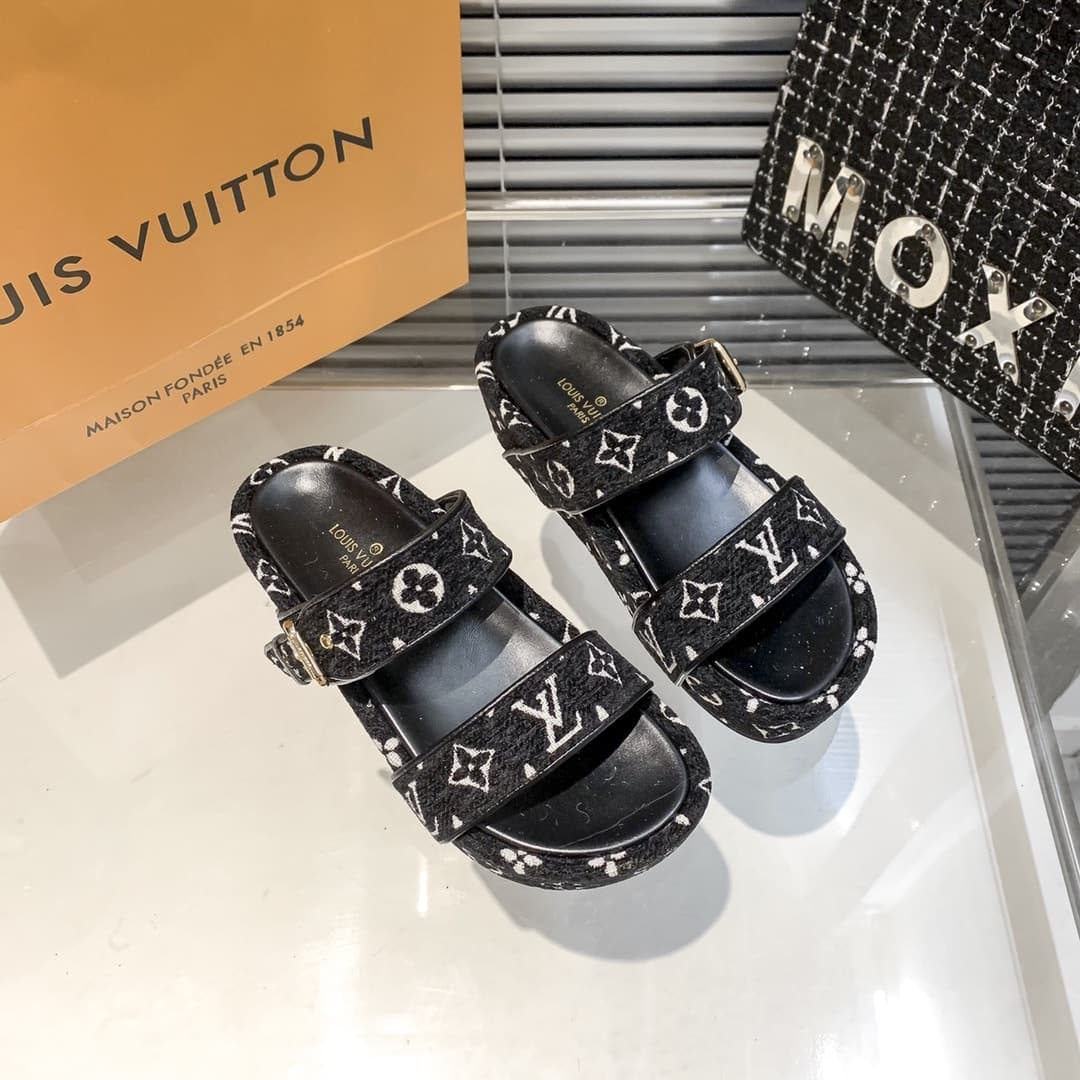 Louis Vuitton Mule Jumbo Flatform Sandals Black 1A94UU