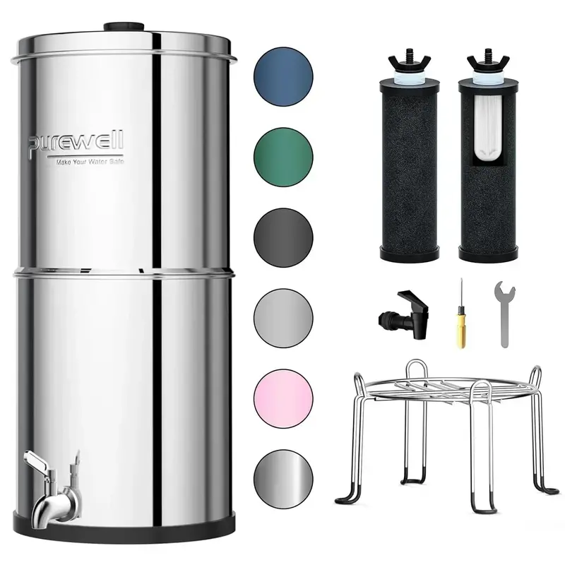 Purewell Gravity-Fed Ultrafiltration Water Filter – 0.01 Micron, 304 Stainless Housing
