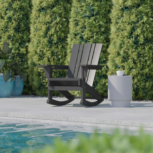 Commercial AllWeather Rocking Adirondack Chair with Swiveling Cupholder