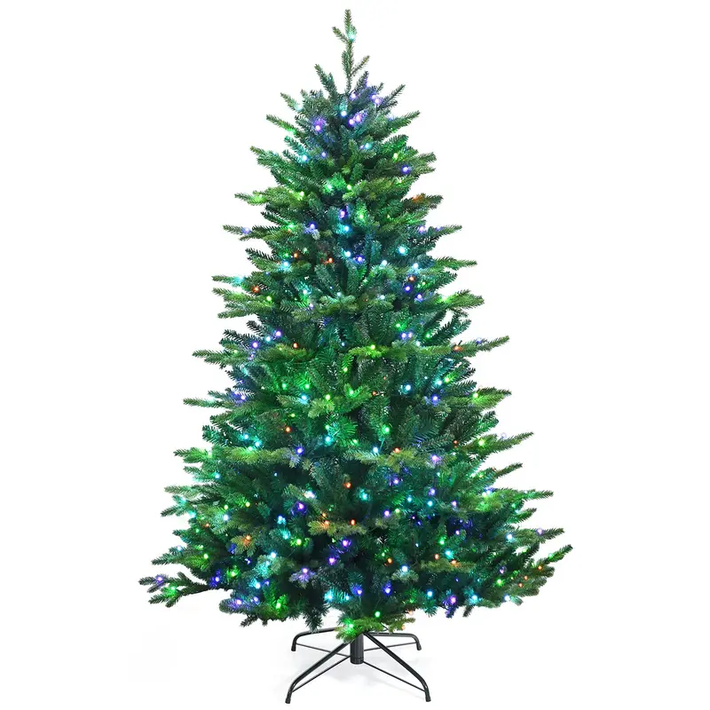 Premium Hinged Pre-Lit Spruce Christmas Tree – 540 Warm White LED Lights Included