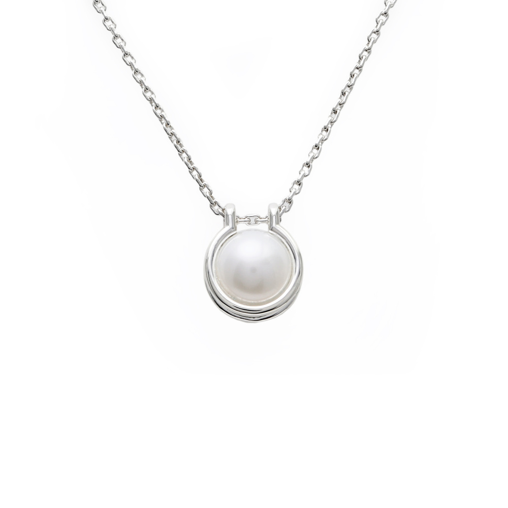 Tiffany & Co. Hardware Fresh Water Pearl Link Pendant Sterling Silver Necklace 64048317