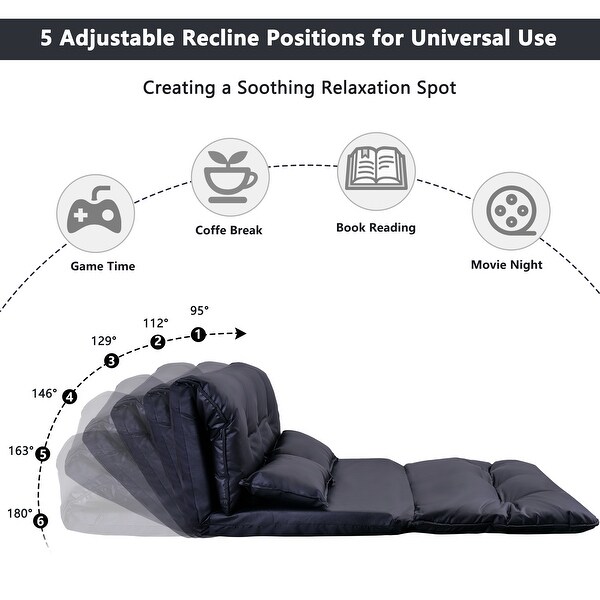 Lazy Sofa Adjustable Folding Futon Sofa with Pillows