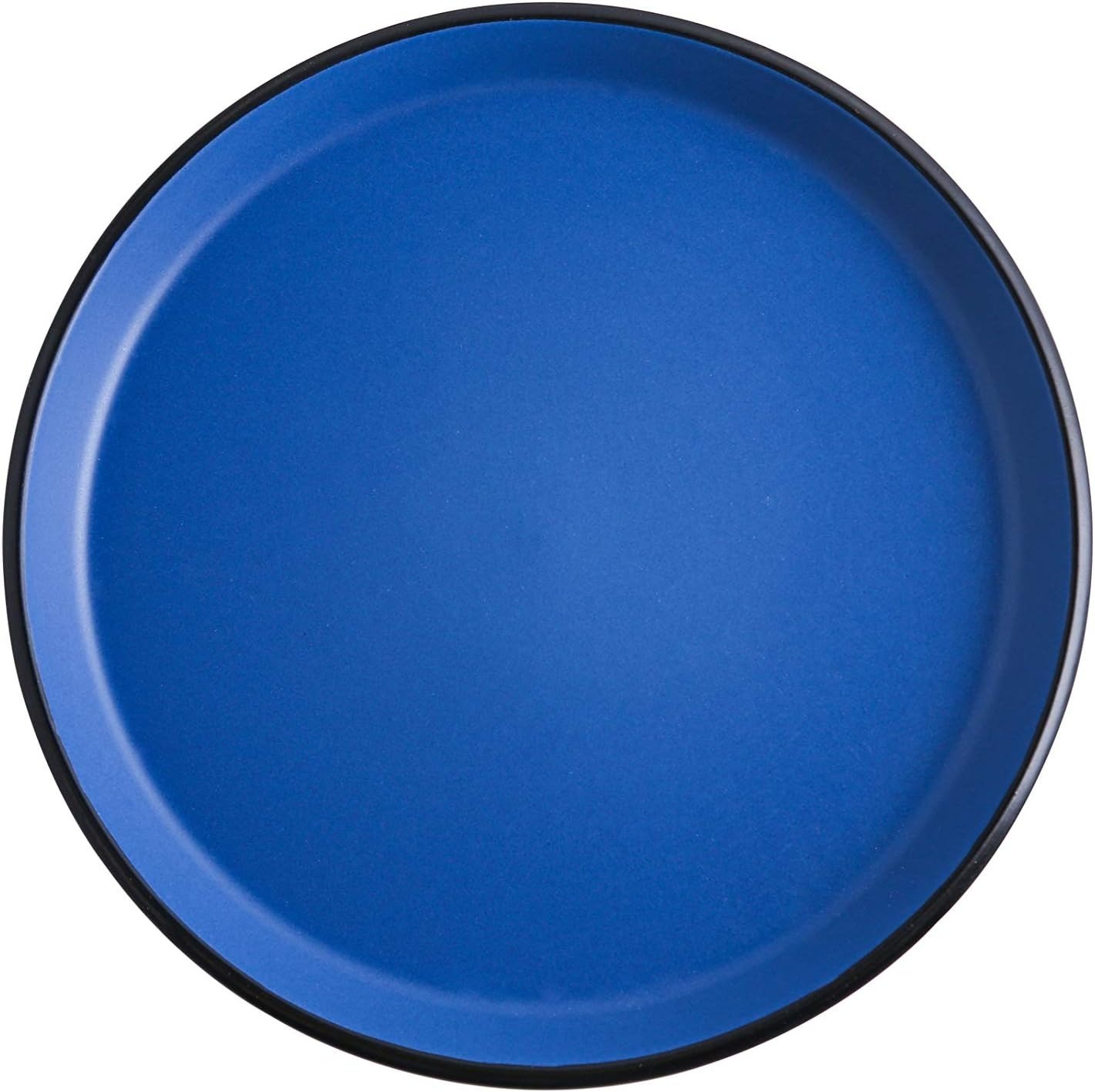 32 Piece Stoneware Dinnerware Set Service for 8 Blue and Black Matte Microwave Dishwasher Safe
