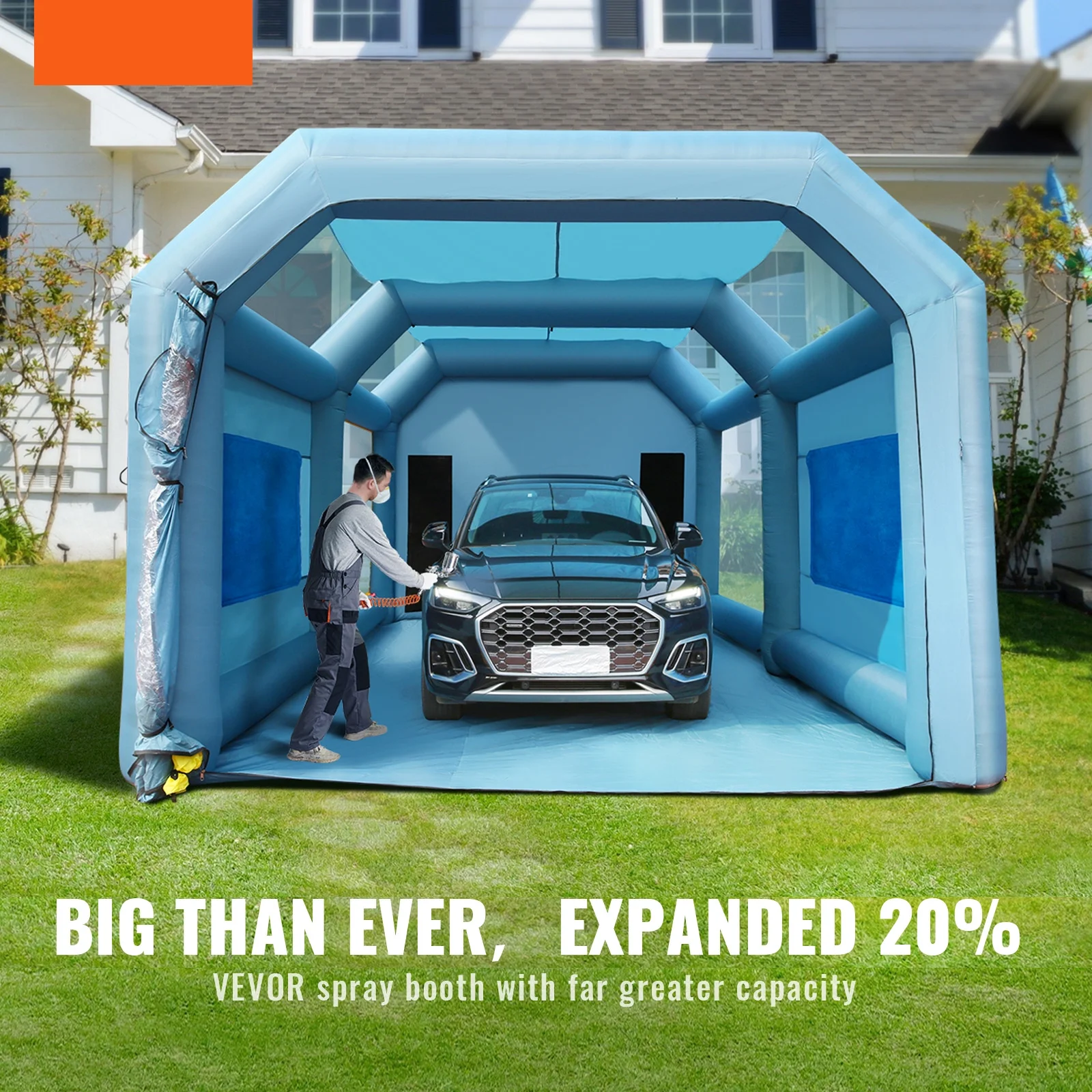 BENTISM Inflatable Paint Booth 30x20x13ft Inflatable Spray Booth Car Paint Tent with 950W+1100W Filter System Blower