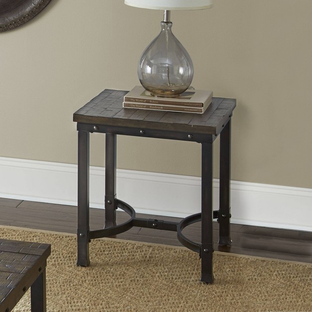 Ambrose End Table Dark Brown rustic Honey Steve Silver Co