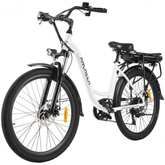 26″ Aluminum Electric Bike, Adults Electric Commuting Bicycle with Removable 12.5Ah Battery, Professional Derailleur with 6 Speed City Ebike