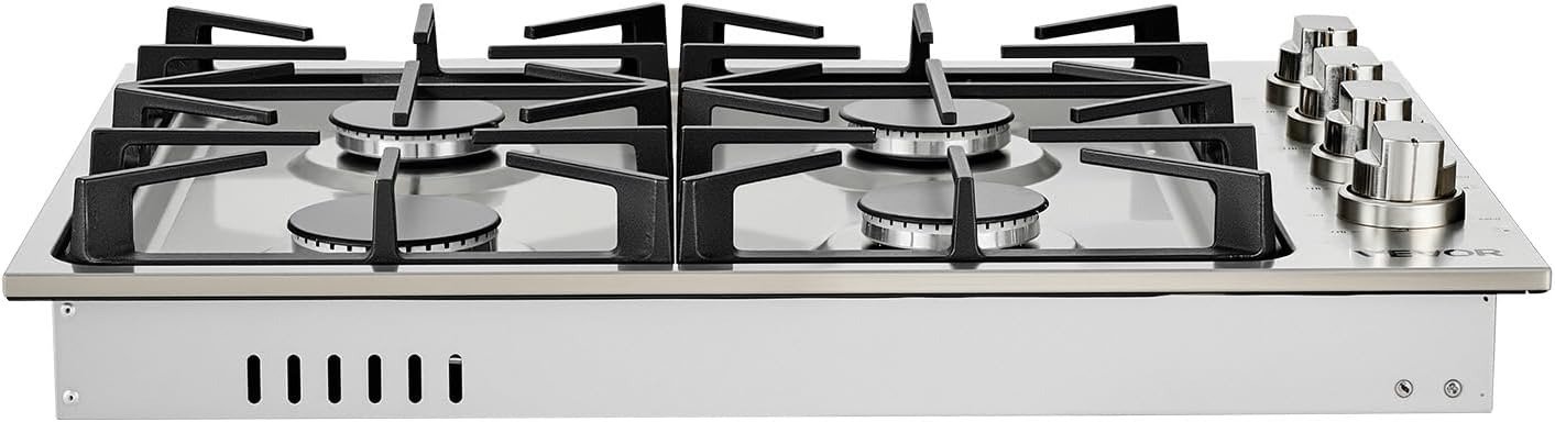 30 inch 4 Burners Gas Stove Top, Max 48000BTU Built-in Stainless Steel Stove Top LPG/NG Convertible Dual Fuel Cooktop Stoves with Sealed Burner for Sear, Stew, Boil, Stir-Fry