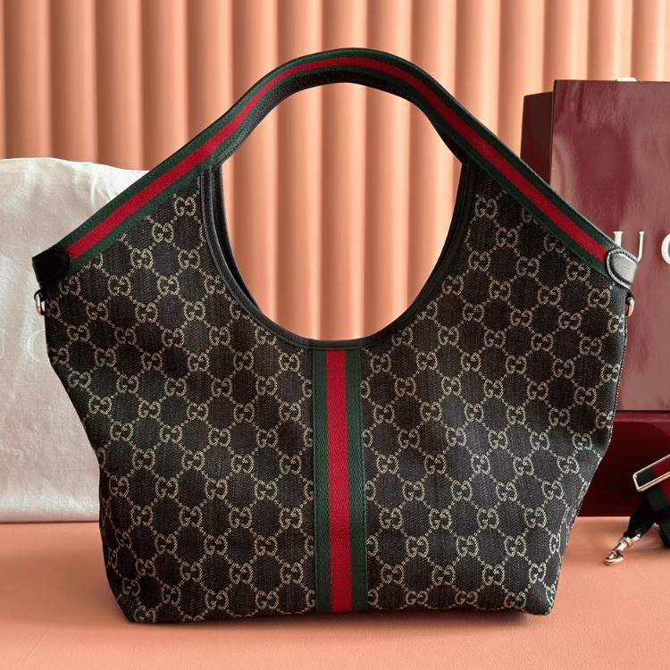 ‎Gucci Gg Ophidia Giglio Tote Shoulder Bag Black ‎9.8 Inches 853971 FAFYU 1155
