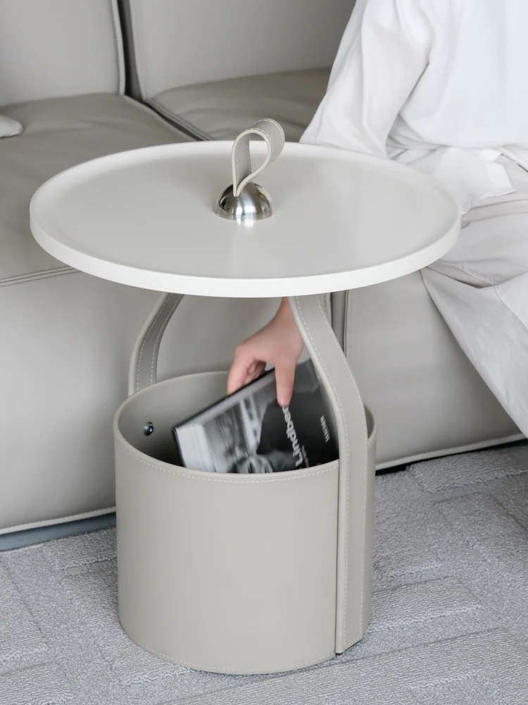 YA020 - HERM@S So Black Italian Handcrafted Saddle Leather Sofa Side Table: Luxurious, Portable, Bedside